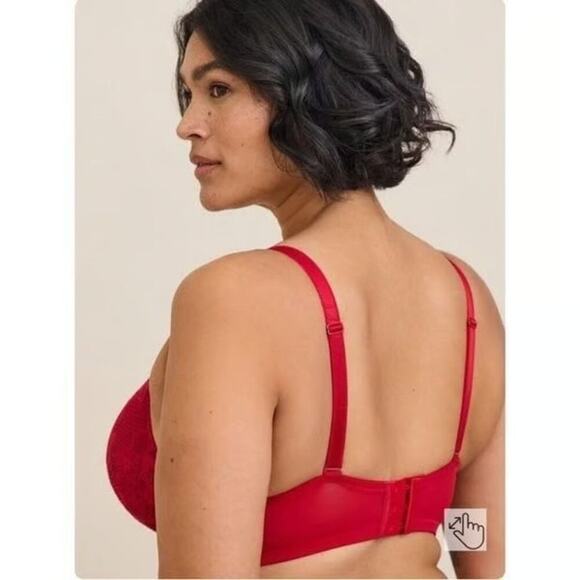 Torrid Curve Tattoo Lace Padded Convertible Strap Push Up Plunge Bra Size 40D - Picture 2 of 10
